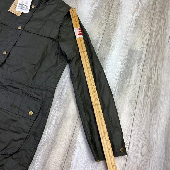 Barbour Durham Wax Lightweight 4 oz Waxed Cotton Green Womens Jacket Size US 8 - Picture 9 of 16